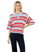 Striped Collared Sweater Top
