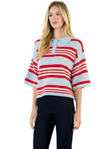 Striped Collared Sweater Top