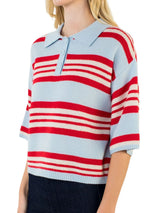 Striped Collared Sweater Top