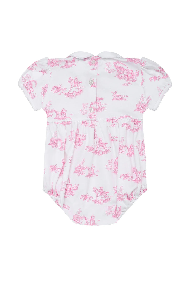 Nellapima Pink Bunny Toile Smocked Bubble