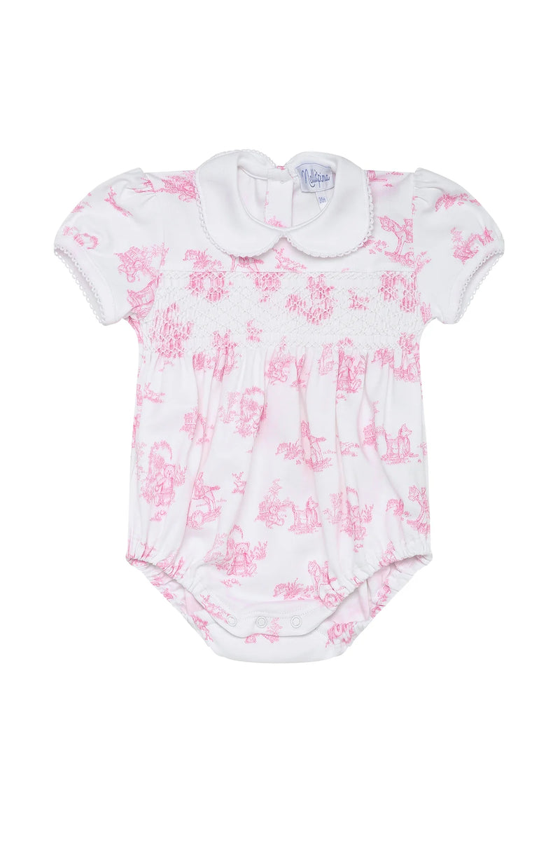 Nellapima Pink Bunny Toile Smocked Bubble