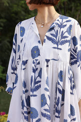 Taj Mini Dress in Indigo Flower