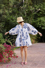 Taj Mini Dress in Indigo Flower