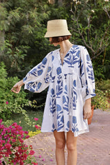 Taj Mini Dress in Indigo Flower