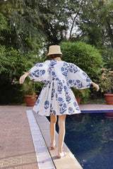 Taj Mini Dress in Indigo Flower