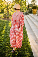 Taj Maxi Dress in Red Gingham