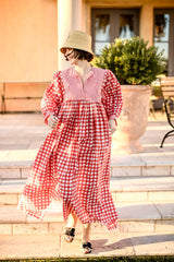 Taj Maxi Dress in Red Gingham