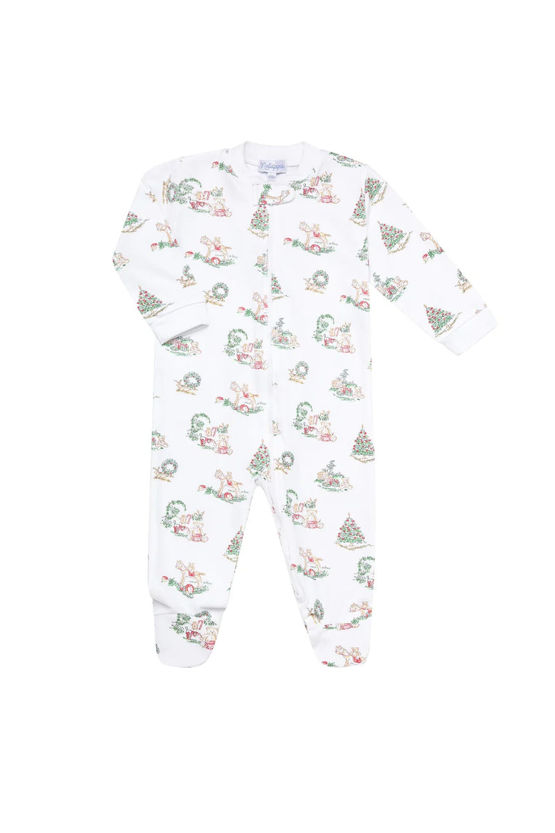 Nellapima Christmas Toile Zipper Footie