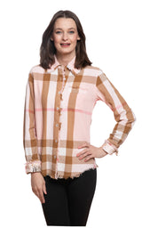 Dizzy Lizzie Cape Cod Pink + Chocolate Plaid Button Down