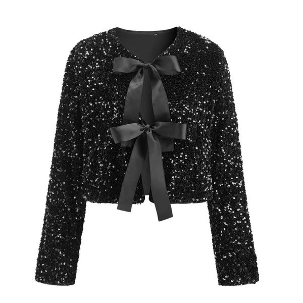 The Britt Sequin Jacket in Black