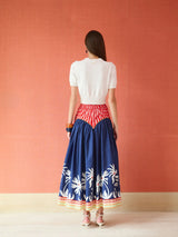 Brooks Avenue Arched Skirt - Painter's Garden Navy