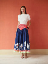 Brooks Avenue Arched Skirt - Painter's Garden Navy