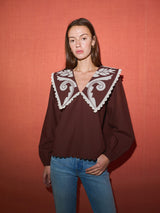 Brooks Avenue Emma Blouse in Cocoa Brown