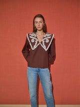 Brooks Avenue Emma Blouse in Cocoa Brown