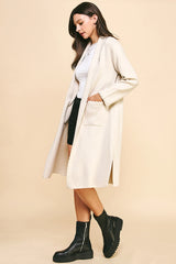 Stitch Detail Open Knit Cardigan in Eggshell