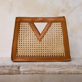 Rattan Brown Cane Weave Triangle Handbag
