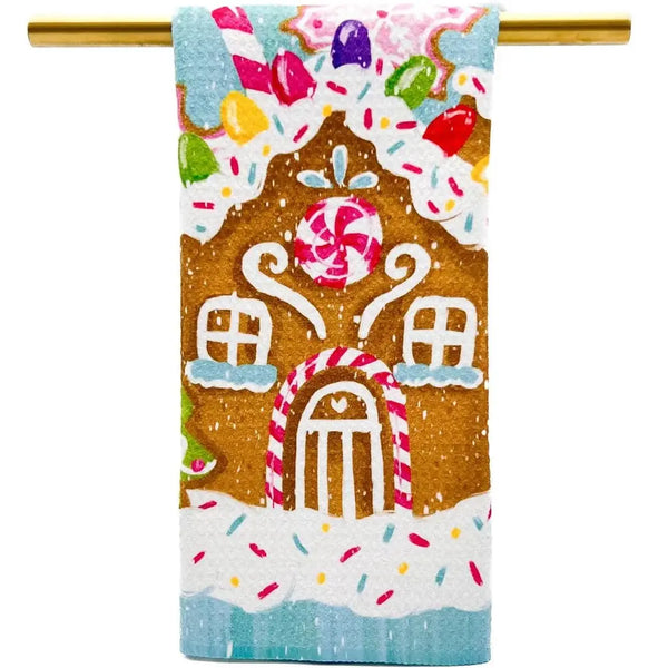 Gingerbread House Tea Towel - Christmas Hand Towel