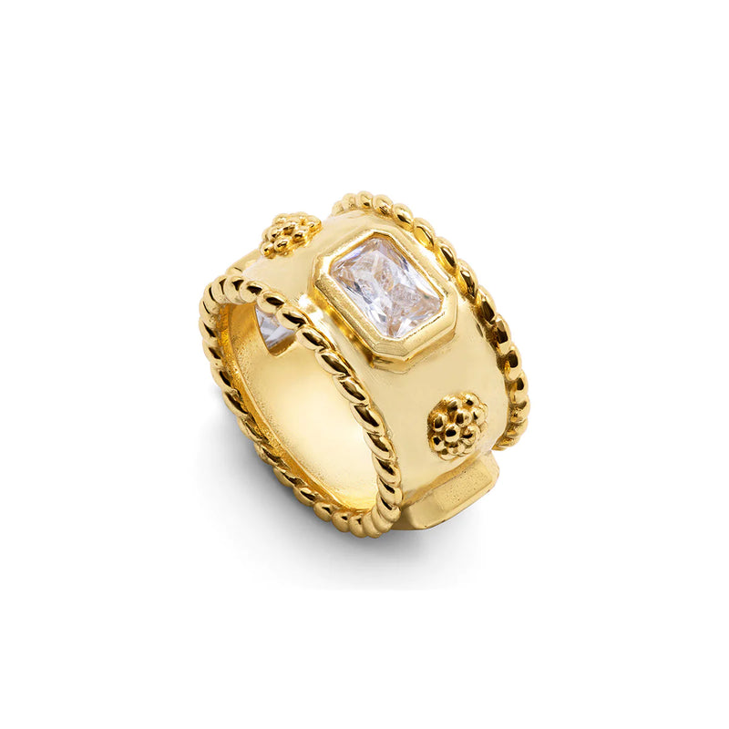 Capucine De Wulf Berry Hammered Band - Gold/Cubic Zirconia