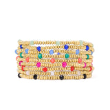 Ashley Small Gold Brass and Crystal Stretch Bracelet (Multiple Color Options)