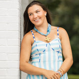 Blue Scarf Necklace with Andrea Cross