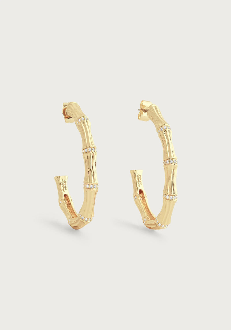 Bamboo Single Hoop Earrings in Gold - Anabel Aram