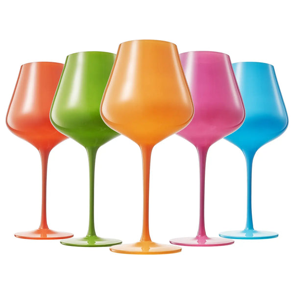 Set of 5 Colorful Wine Glasses