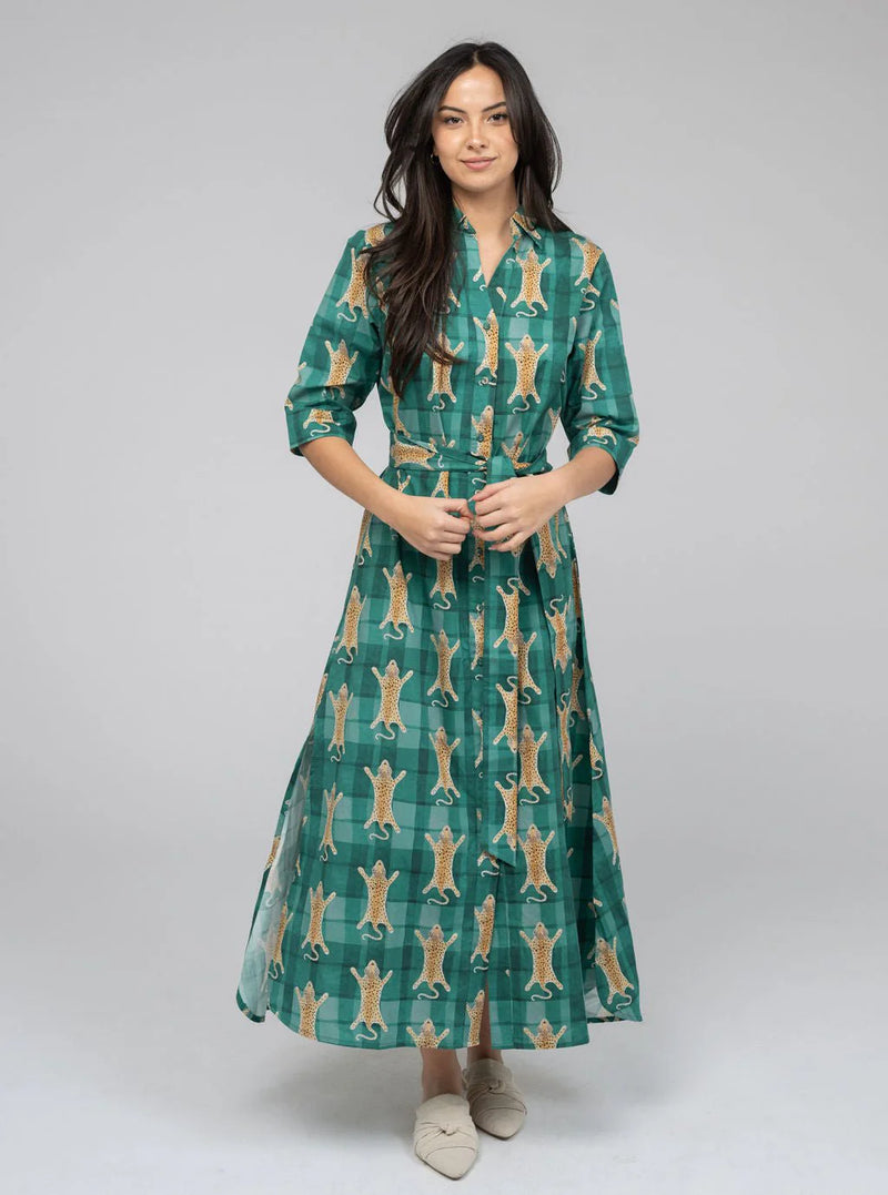 Beau & Ro Eloise Dress in Cheetah Green