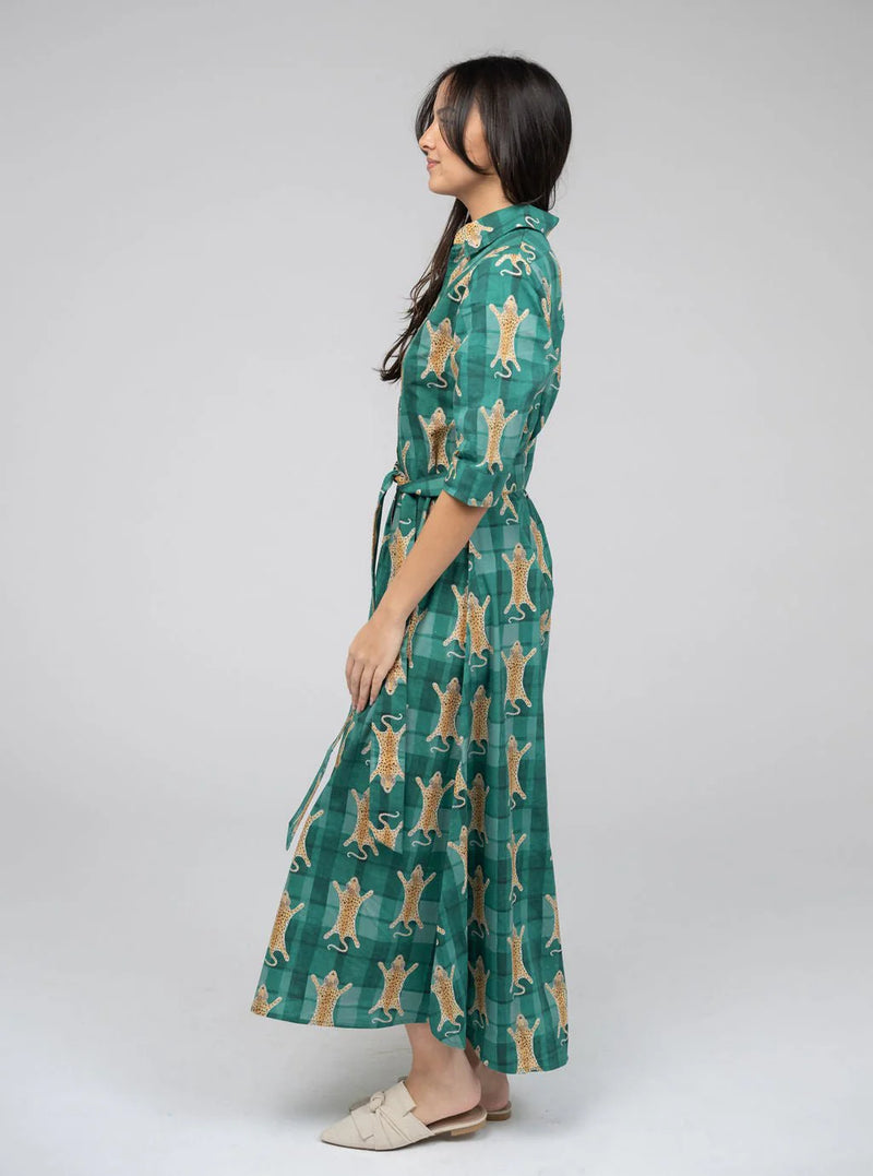 Beau & Ro Eloise Dress in Cheetah Green