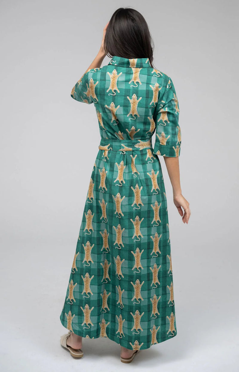 Beau & Ro Eloise Dress in Cheetah Green