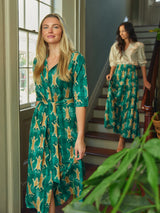 Beau & Ro Eloise Dress in Cheetah Green