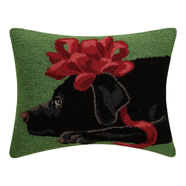 Black Lab Bow Pillow