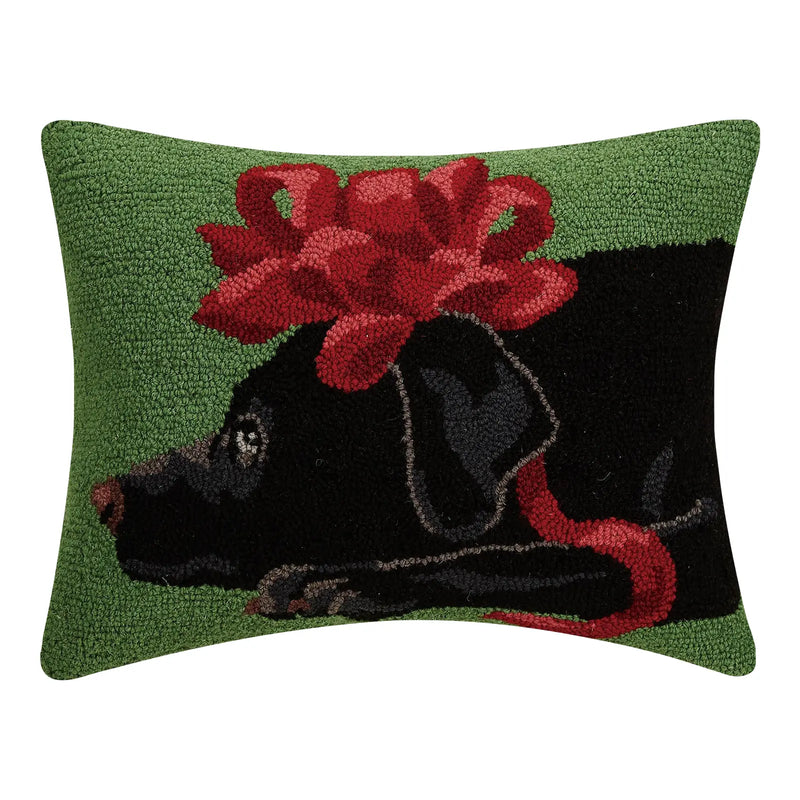 Black Lab Bow Pillow
