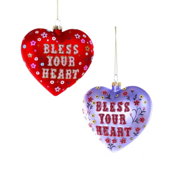 Bless Your Heart Ornament (Red or Purple Option)
