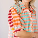 Apricot Colorful Stripe Oasis Dress