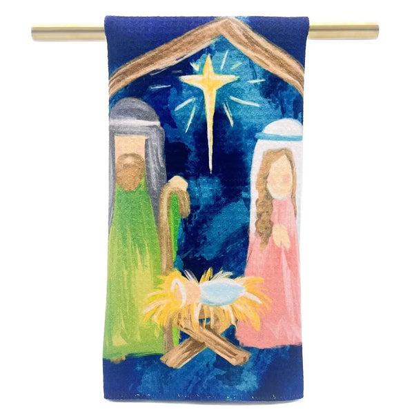 Navy Nativity Tea Towel