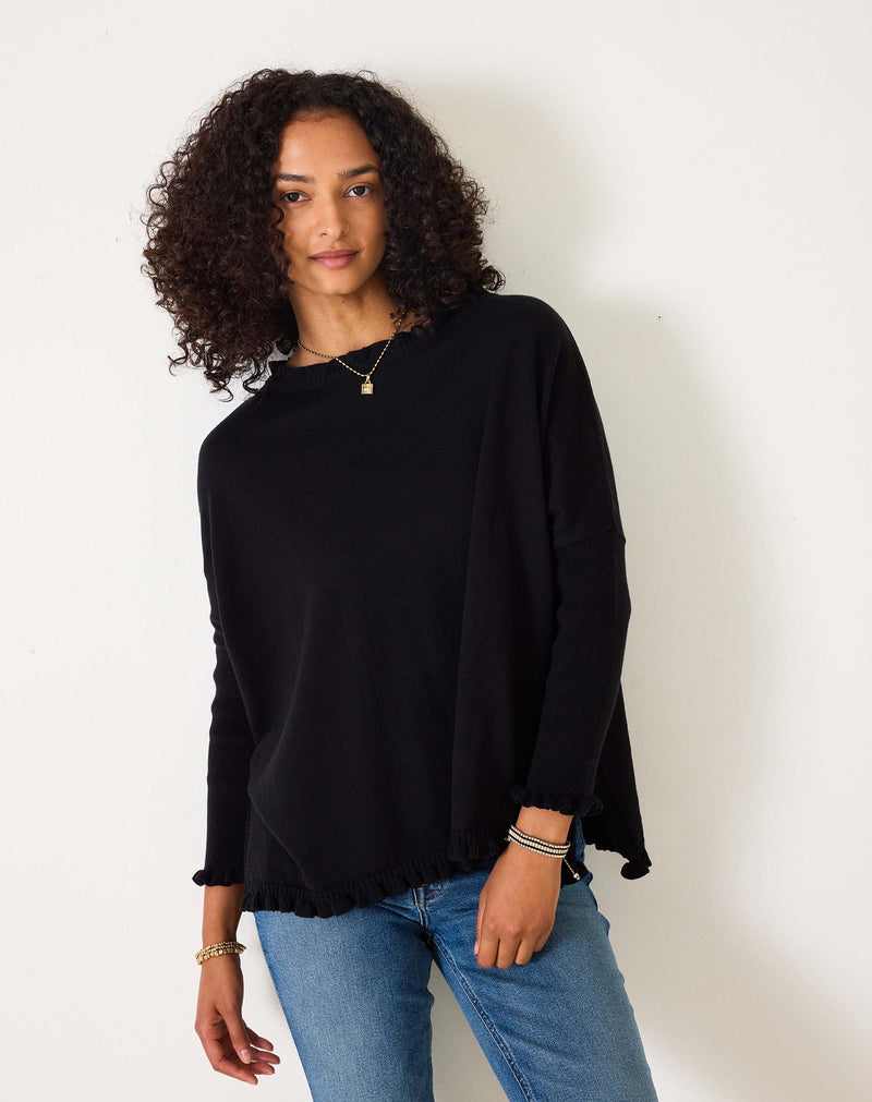 Mersea Black Catalina Cotton Ruffle Sweater