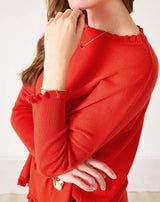 Catalina Cotton Ruffle Sweater in Desert Red (One Size)