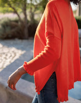 Catalina Cotton Ruffle Sweater in Desert Red (One Size)