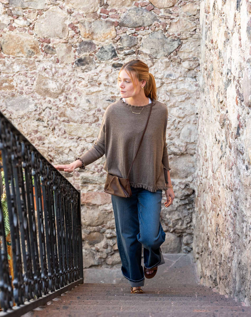 Mersea Taupe Catalina Cotton Ruffle Sweater (Two Size Options)