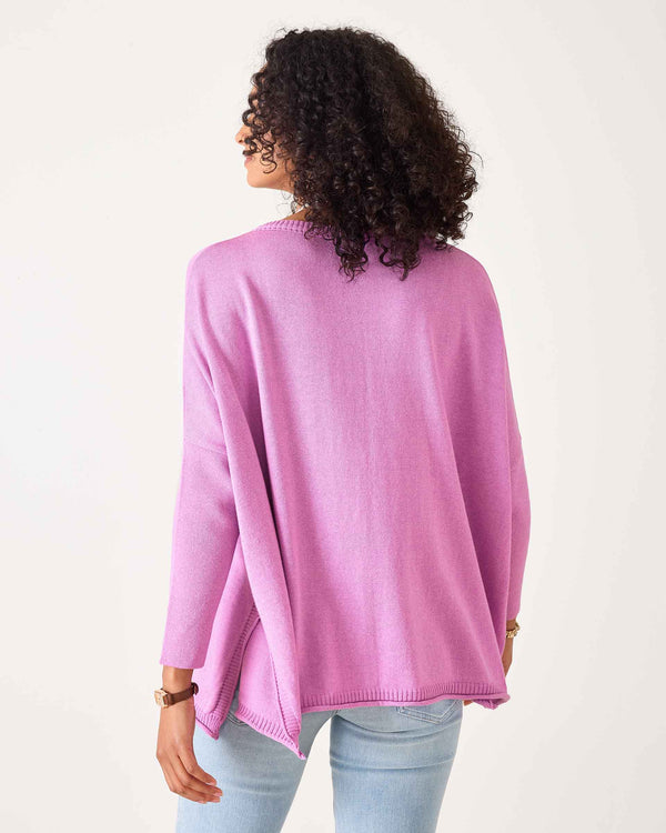 Catalina Cotton Crewneck Sweater in Razzle Pink (Two Size Options)