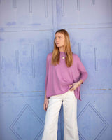 Catalina Cotton Crewneck Sweater in Razzle Pink (Two Size Options)