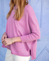 Catalina Cotton Crewneck Sweater in Razzle Pink (Two Size Options)