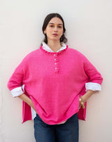 MERSEA Catalina Cotton Ruffle Henley in Fuscia (Two Size Options)