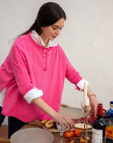 MERSEA Catalina Cotton Ruffle Henley in Fuscia (Two Size Options)