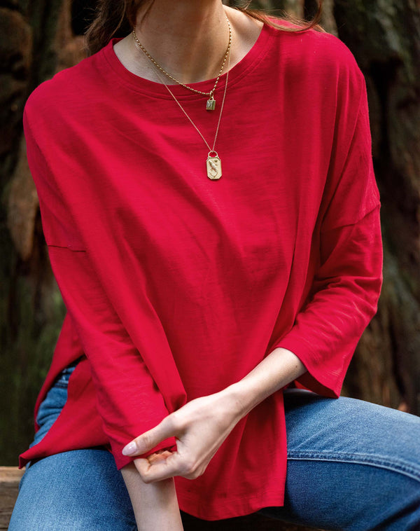 Catalina Slub Tee in Harvest Red (Two Size Options)