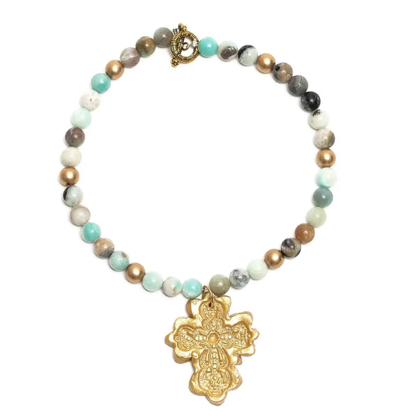 Amazonite with Cherrie Cross Necklace