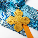 Blue Scarf Necklace with Andrea Cross