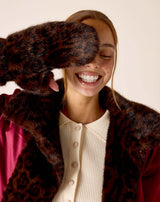 Chamonix Faux Fur Mittens in Leopard