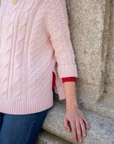 Cotswold Cable-Knit Sweater in Petal Pink