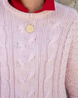 Cotswold Cable-Knit Sweater in Petal Pink